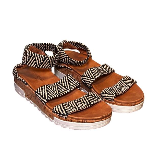 Catherine Malandrino Shoes - Catherine Malandrino Womens Woven Platform Sandals Black White Size 7.5